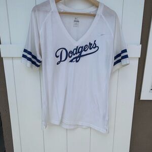 Nike White Dodgers V-Neck Tee